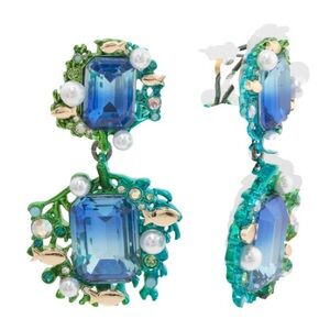 BETSEY JOHNSON
mermaid jewels crystal double drop earrings NIB